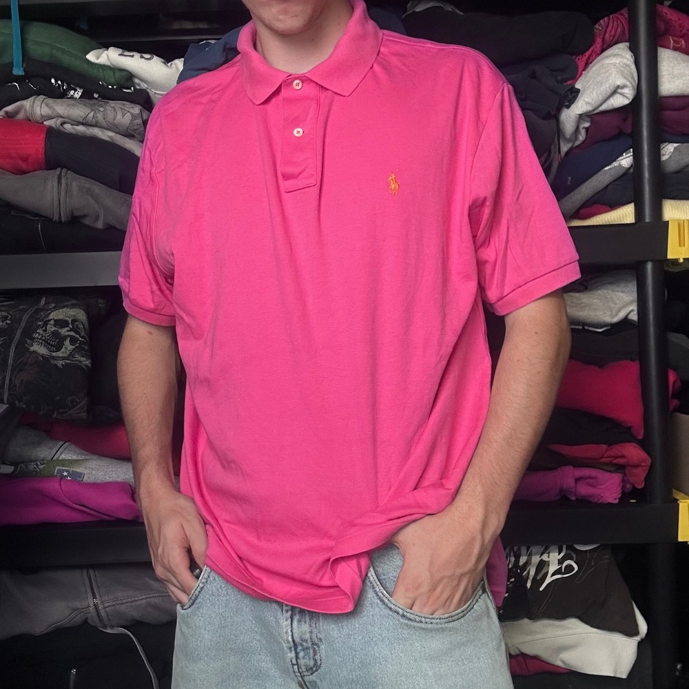 Vintage Polo Ralph Lauren Pink Short Sleeve Polo Shirt XL Y2K Skater Streetwear